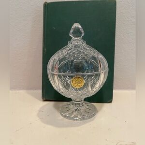 Vintage Cristal D’Arques Longchamp Lead Crystal Pedestal Glass Dish w/ Lid
